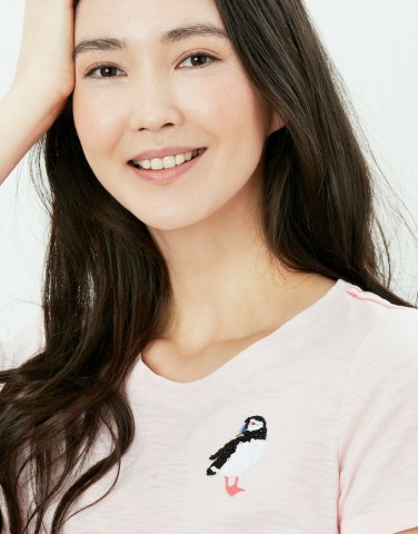 Joules Carley Pink Puffin Classic Crew Neck T-Shirt 2